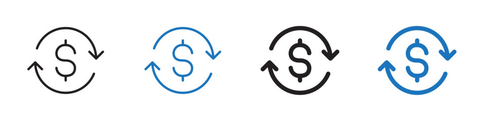 Currency exchange Flat symbol set outline