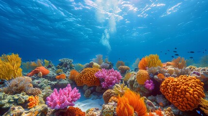 Obraz premium Exploring the Vibrant Underwater Treasures of Cozumel s Coral Reefs and Caves