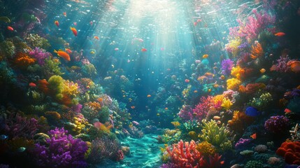 Naklejka premium Vibrant Underwater Paradise