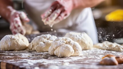 Fototapeta premium Proofing: Allowing dough to rest and rise before baking, essential for developing texture and volume in bread and pastries. This step ensures a light, airy finished product. 