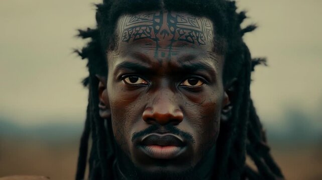 Stoic expression The Zulu warrior maintains a stoic expression further adding to his formidable and unyielding aura.