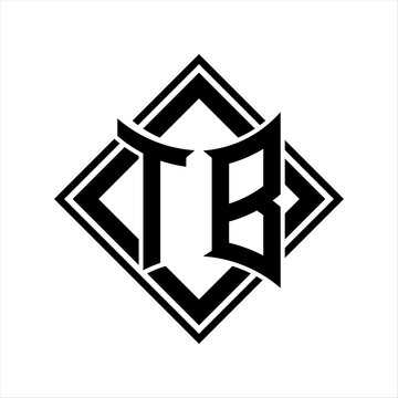recommend clip art: TB Letter logo with abstract shield shape with square black outline on white background design