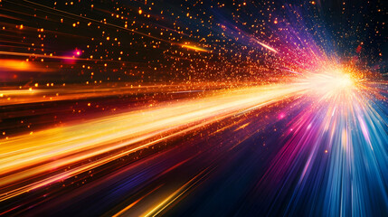 Abstract Background with Glowing Light Streaks and Sparkles