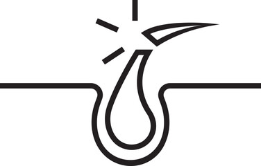 Naklejka premium Hair care linear icon. Hair Follicle Treatment, glyph silhouette for trichology. Shiny healthy hair sign. Healthy Dermatology for Epidermis Outline vector illustration on transparent background.