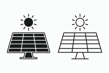 Sun energy Solar panel icon. Vector illustration isolated on white.