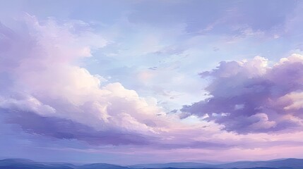 Obraz premium A tranquil evening sky painted with soft shades of purple, blue, and white, as daylight fades into night.