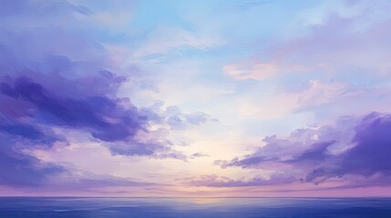 A tranquil evening sky painted with soft shades of purple, blue, and white, as daylight fades into night.