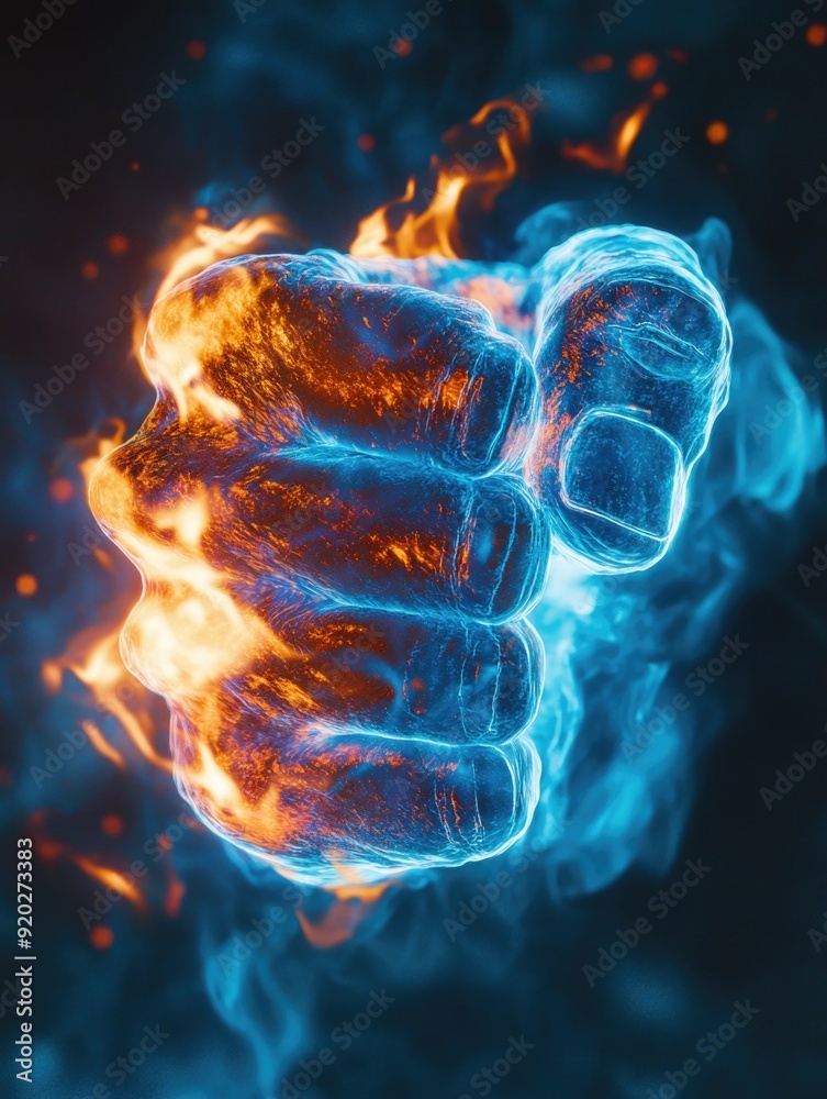 Poster Hand with Fire