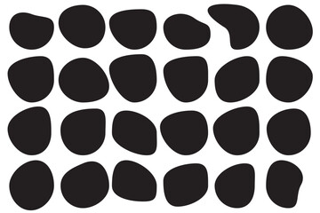 A set of organic flowing shapes in different colors on a transparent background. Trendy contemporary illustration elements