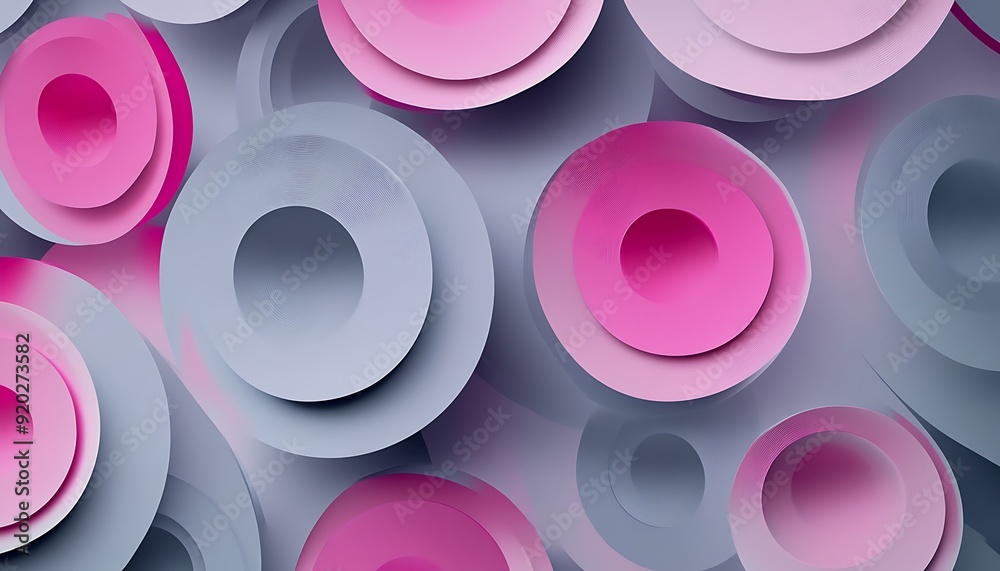 Poster Seamless Abstract with Layered Circles in Grey and Pink
