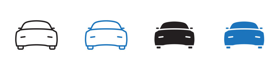 Car icon linear thin line icon graphics set 