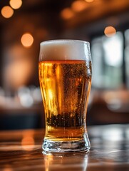 Pouring a Refreshing Pint of Craft Beer in a Cozy Pub Setting