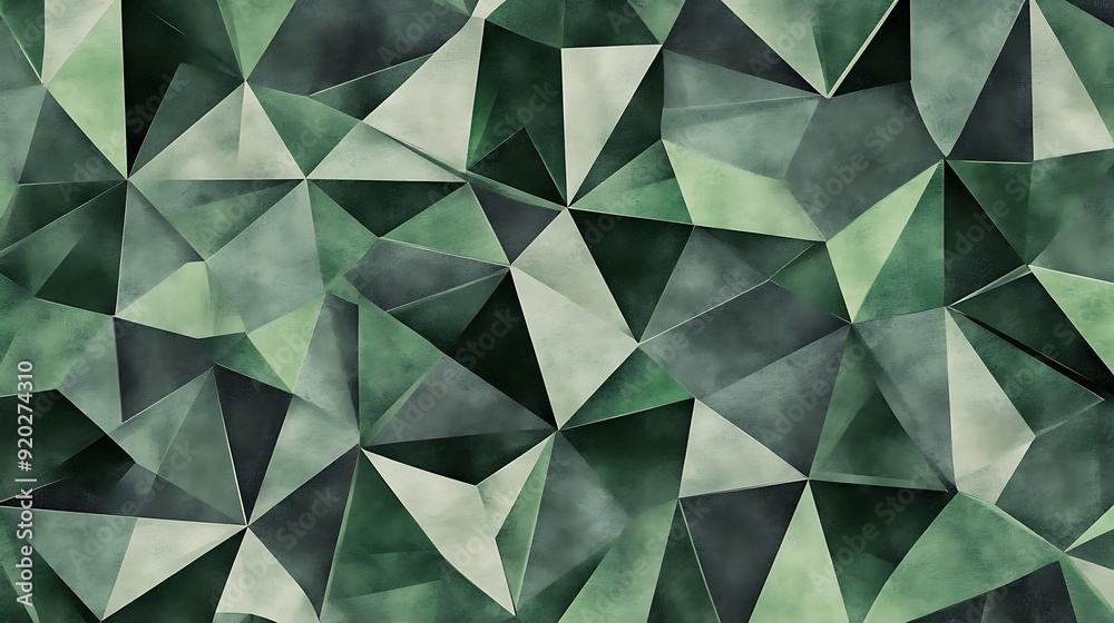 Poster seamless abstract with sharp geometric shapes in green and grey