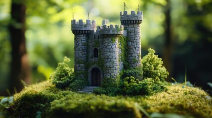 Miniature Castle on Green Field