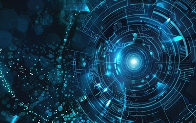 Obraz premium Abstract Blue Circular Technology Background