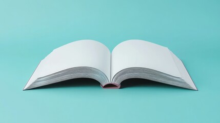 Open Book with Blank Pages on a Teal Background