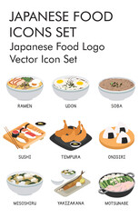 Japanese food logo vector icon set