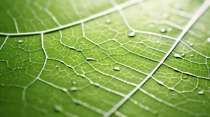 Close-up of a Green Leaf with Water Droplets