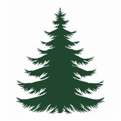 Fototapeta premium Silhouette of a green pine tree isolated on white background, perfect for nature and holiday themed projects.