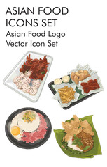 Asian food logo vector icon set