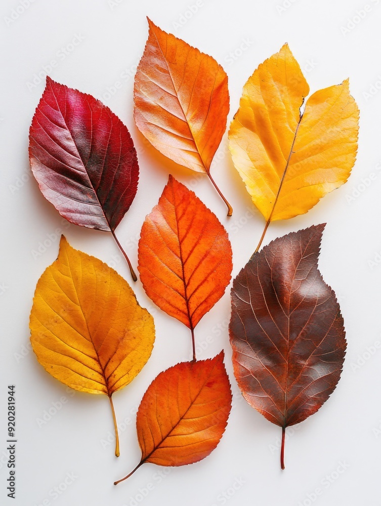 Canvas Prints colored leaves on white surface