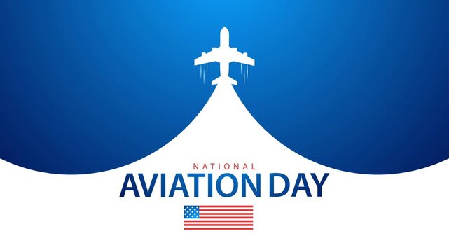 National aviation day.vector illustration animated video of moving plane. August 19th. Suitable for greeting cards etc
