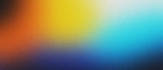 Grainy noisy poster background, dark blue orange red color wave black backdrop abstract header banner design
