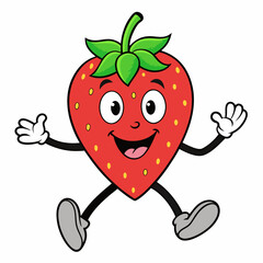 Jumping strawberry art vector illustration