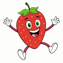 Jumping strawberry art vector illustration