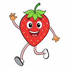 Jumping strawberry art vector illustration