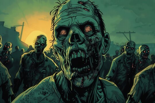 Zombie Apocalypse. Eerie and detailed zombie-themed background