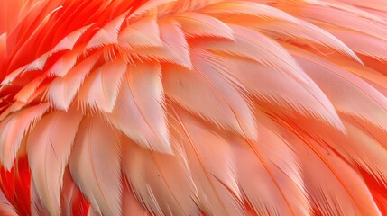 Obraz premium The vibrant feathers of a flamingo glisten under the sun, showcasing stunning shades of orange and pink
