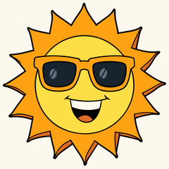 Cartoon sun in sunglasses