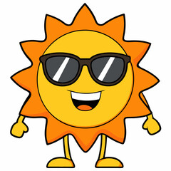 Cartoon sun in sunglasses