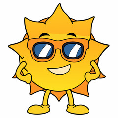 Cartoon sun in sunglasses