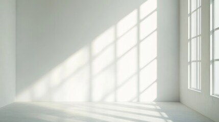 Fototapeta premium Sunlight Streaming Through a Window onto a White Room