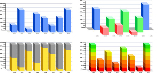 block bar 3d infographics collection Charts ,corporate report ,data presentation graphic UI, UX, KIT elements. annual statistics.