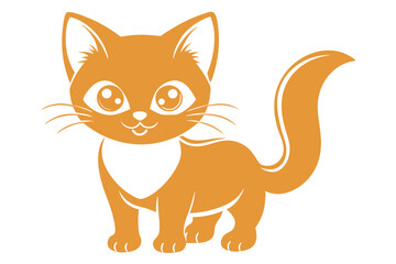 Flat Illustration of Cute Cat Mascot - Kawaii Cartoon Vector, Black Silhouette, Geometric Line Art, Abstract Full Body & Face Clipart