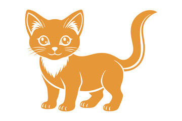 Flat Illustration of Cute Cat Mascot - Kawaii Cartoon Vector, Black Silhouette, Geometric Line Art, Abstract Full Body & Face Clipart