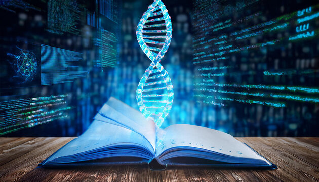 DNA Hologram with code programing background
