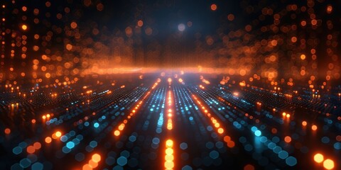 Fototapeta premium Abstract Digital Art with Blue and Orange Lights