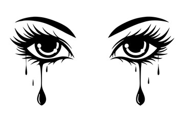 Eyes with tears art vector illustration