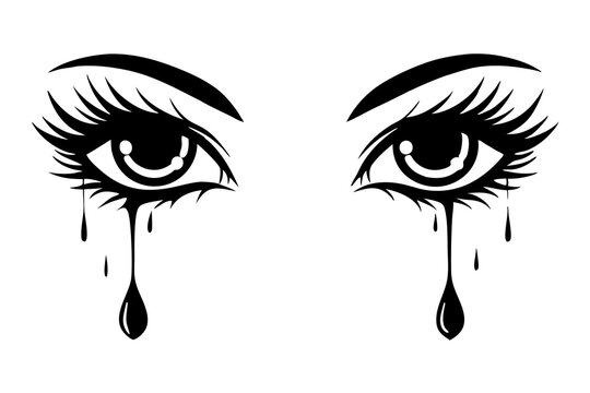Eyes with tears art vector illustration