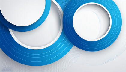 Blue and white circles abstract tech banner design. Geometric vector background