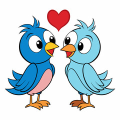 Two love birds art vector illustration
