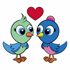 Two love birds art vector illustration