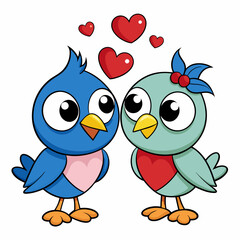 Two love birds art vector illustration