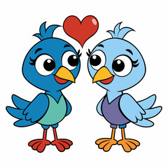 Two love birds art vector illustration