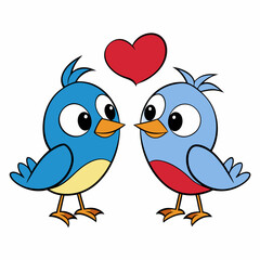 Two love birds art vector illustration