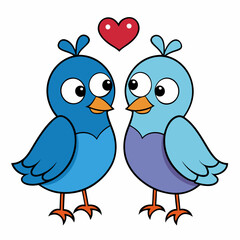 Two love birds art vector illustration